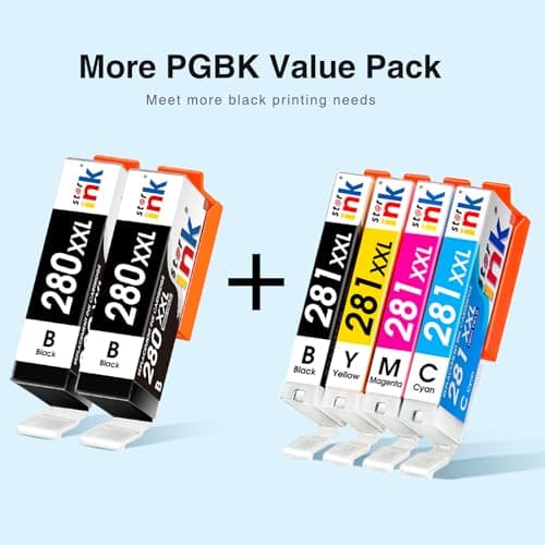 6 Pack PGI-280XXL CLI-281XXL Compatible Ink Cartridges, Replacement for Canon 280 281 Ink Cartridges Work with PIXMA TR8620a TR8620 TR8520 TR8600 TR7520 TS6120 TS6220 TS9120 TS8220 TS6320 Printers - Thumbnail 2
