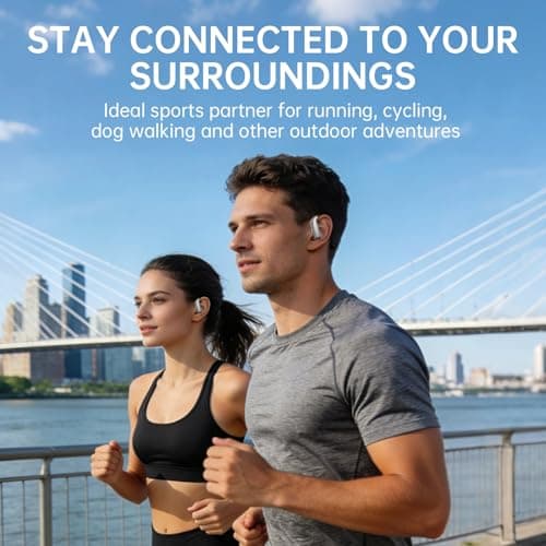 TANALAZ i70 Open-Ear Headphones, Bluetooth 6.0 Wireless Earbuds with Secure Ear Hooks, IPX5 Sweatproof for Gym & Running, Crystal-Clear Calls, Lightweight Comfort for Workouts & Fitness (Black) - Thumbnail 3
