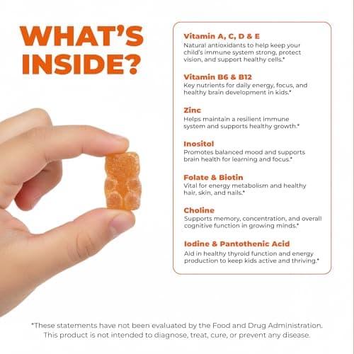 ELICORE Kids Multivitamin Gummies – 12 in 1 Kids Gummy Vitamins – Growth Chewable Multivitamin for Toddlers and Teens – Immune, Brain & Focus Support – GMO-Free, Gluten-Free – 2 Months Supply - Thumbnail 4