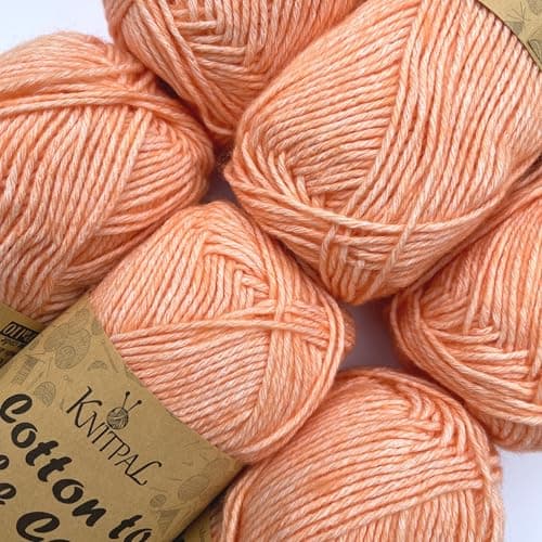 Cotton to The Core Cotton Yarn for Crocheting, 6-Pack (852 Yds / 300G), Free Patterns, Beginners Friendly - Soft Baby Yarn for Knitting - 3 DK Light Worsted Weight - Orange Creamsicle