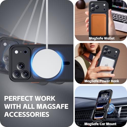 xiwxi Magnetic for iPhone 17 Pro Max Case(Compatible with Magsafe)(Water-Resistant)(Camera Control Button)(Mil-Grade Drop Protection) Translucent Matte Full-Body Shockproof Phone Cover,Black - Thumbnail 5