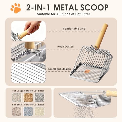 Stainless Steel Litter Box with Lid: Metal Cat Litter Box for Small Cats with Scoop, High Sided Kitty Litter Pan Tray, 17.4'' x 13.5'' x 8.5'', Non-Stick, Anti-Leakage, Easy Cleaning (Black) - Thumbnail 3