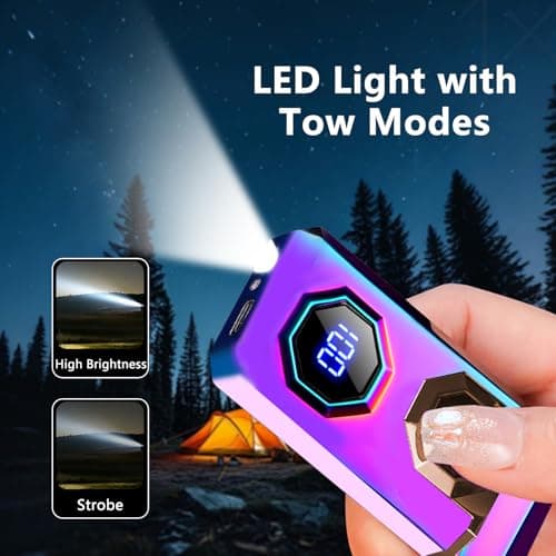 BABOBIU High-Power Arc Lighter - Unique Multi-Color Design, LED Emergency Lighting, USB Rechargeable with Battery Level Display, Zinc Alloy Body for Indoor, Outdoor, Gifts (Color) - Thumbnail 2