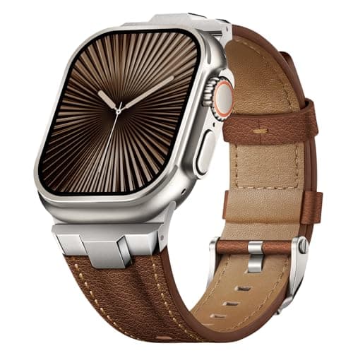 Suitisbest Leather Bands Compatible for Apple Watch Ultra Band 49mm 46mm 45mm 44mm 42mm, Genuine Leather Replacement Strap for iWatch Series 11 10 9 8 7 6 5 4 3 2 1, SE 3 2 1, Ultra 3 2 1 - Image 1