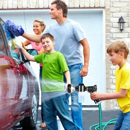EVILTO Garden Hose Nozzle, High Pressure Hose Spray Nozzle 8 Way Spray Pattern One-Touch Sprayer for Watering Plants, Lawn, Patio, Car Wash, Cleaning，Showering Pet - Thumbnail 2