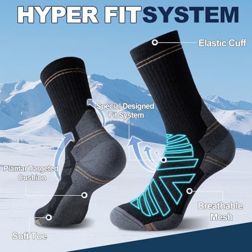 BISOUSOX Thin Merino Wool Socks for Men, 70% Premium Wool Crew Dress & Light Hiking Socks, Moisture Wicking, 3 Pairs - Thumbnail 3