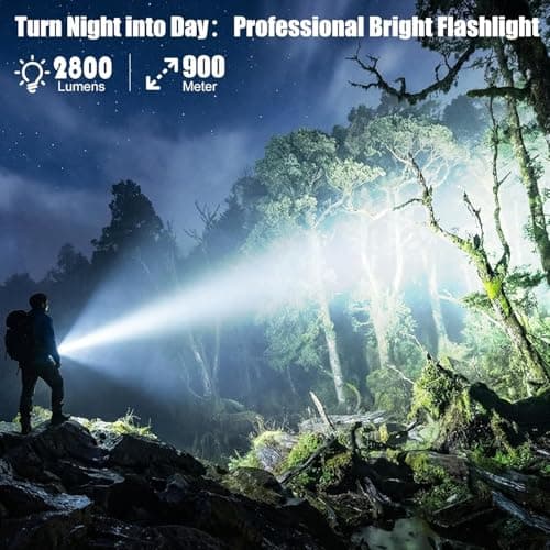SKYFIRE Tactical Flashlight Rechargeable with Fire Starter, 3000 Lumens Super Bright LED Flashlights for Camping Emergency Home, 5 Modes Zoomable EDC Flash Light with 5000mAh Battery & Power Display - Thumbnail 5