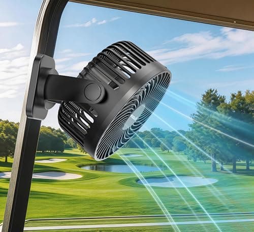 [Upgraded 2X Magnet] 1-Pack Magnetic Golf Cart Fan Rechargeable, 12000mAh Battery Operated Portable Fan with Light, Magnetic Base, Suitable for EZGO Club Car Yamaha, Golf Cart Accessories 2026
