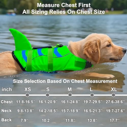 Fragralley Shark Fin Dog Life Jacket, High Buoyancy with Tear-Resistant Nylon of Dog Swim Vest, Pet Life Preserver for Small Medium Large Dogs, Puppy Float Vest for Swimming and Boating - Thumbnail 3
