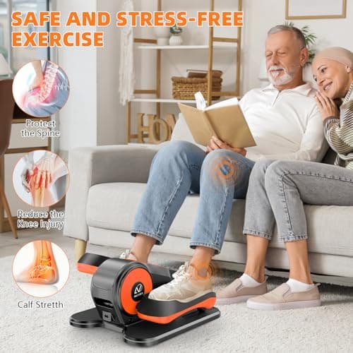 ANCHEER Under Desk Elliptical Machine, Foot Exerciser While Sitting , Ellipse Leg Exerciser for Seniors with 12 Adjustable Speeds, Exercise Equipment for Home,Orange - Thumbnail 5