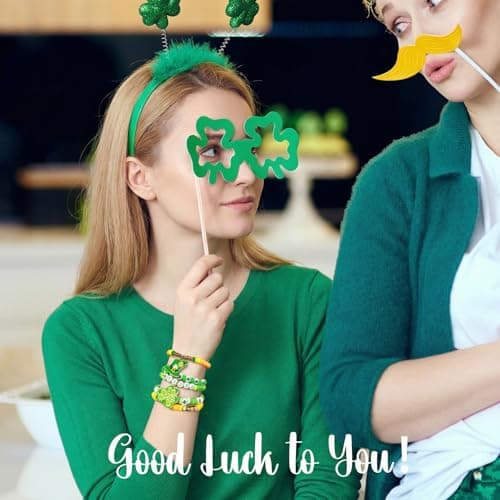 Gionlion 3000 Pcs St Patricks Day Accessories, St Patricks Day Green Clay Beads for Bracelets for Women, Friendship Bracelet Kit with Beads for Gifts - Thumbnail 4