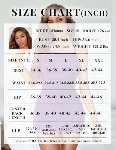 Avidlove Womens Lingerie Slip Dress for Women Dress Bodycon Lace Nightgowns Sexy Body Suits Tank Nightgowns (Purple,M) - Thumbnail 5