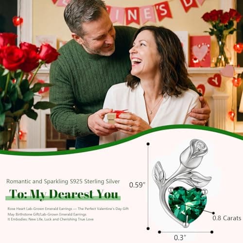 JACUPO Rose Heart Necklace and Earrings Set Moissanite/Lab-Grown Sapphire/Ruby Options S925 Sterling Silver 18K White Gold Plated Engraved "I LOVE YOU" Mothers Day Gift for Mom Birthday Gift for Her Women Girlfriend Wife(Necklace 1.2CT / Earrings 0.8CT) - Thumbnail 5