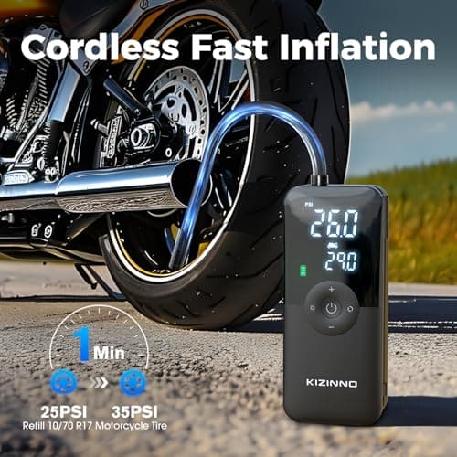 Electric Bike Pump Portable for Bicycle Tires, Compact Motor Air Pump - Fast Inflator 150PSI Smart Air Pump with Digital Pressure Gauge for Bike, E-Bike, Motorcycle with Presta and Schrader Valve - Thumbnail 2