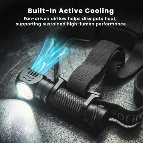 sofirn HS45 Rechargeable Headlamp, 3200 Lumen USB-C LED Headlight with Active Cooling Fan, 210H Runtime, Magnetic Right Angle Head Flashlight for Camping, Hiking, Welding& Work - Thumbnail 2