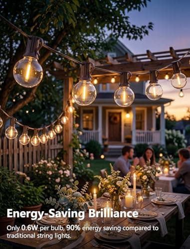 Kivonfa 50FT Outdoor String Lights - Shatterproof G40 LED Bulbs, Waterproof Connectable Patio String Lights for Outside Backyard, Wedding & Bistro Party Decor, Warm White - Thumbnail 4
