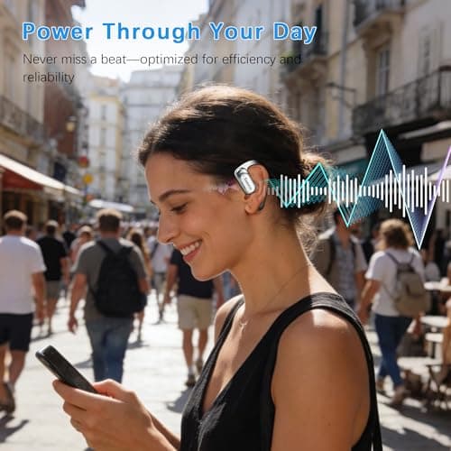 Essonio Open-Ear Headphones Over Ear Earbuds with Ear Hooks, Ultra-Lightweight Comfort Fit Touch Control Spatial Audio 35H Playtime AI Noise Cancellation IPX5 Waterproof - Thumbnail 6