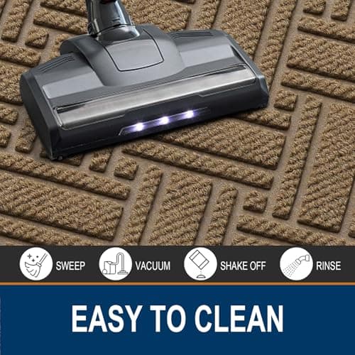 OLANLY Indoor Outdoor Mat, Sturdy Natural Rubber Floor Mat, Non Slip Low Profile Waterproof Doormat, and Stain Front Door Mats, Easy Clean Patio Entrance Mat, 36''x24'', Light Brown - Thumbnail 5