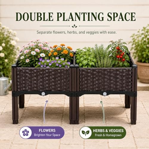 SUPCLUB Raised Garden Bed with Legs 15.8x15.8x14.6in Patio Elevated Flower Bed Plant Vegetable Boxes Stand for Indoor Outdoor Plant Fence Balcony Yard - Thumbnail 5