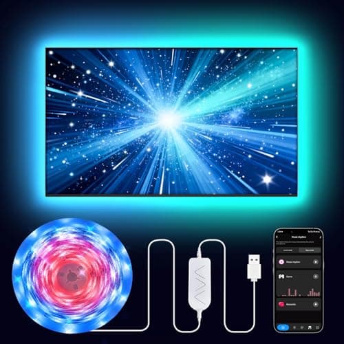 16.4ft RGB+IC LED Lights for 50-75 Inch TV, Backlight Strip Behind TV with Music Sync, Bluetooth APP and Voice Control, 44 Scene Modes, for Ambient Mood Lighting, Monitor Game, Bedroom, Living Room - Image 1