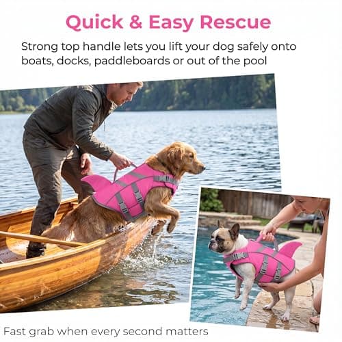 Dogcheer Shark Fin Dog Life Jacket, Adjustable Dog Harness Life Vest for Swimming Boating, Reflective Puppy Swim Vest Pet Flotation Device for Small Medium Large Dogs -Pink, XS - Thumbnail 4