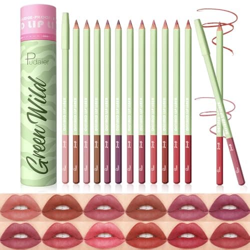 Pudaier 12-Color Lip Liner Set - Matte Velvet Lip Liners With Storage Bucket, Waterproof & Long-Lasting Nude Lip Liner Pencils, Creamy Smooth & High Pigmented, for Defining & Filling Lips - Image 1