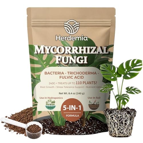 HERDEMIA Mycorrhizal Fungi Inoculant with Trichoderma & Beneficial Bacteria, 10X Concentrated Soil Activator for Stronger Roots, Bigger Growth & Higher Yields, Organic Mycorrhizae for Plants (8oz)