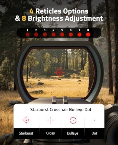 CVLIFE 28×40mm Large Lens Reflex Sight Red Dot Sight for Rifle,4 Reticle Optics with Red Laser and Pressure Pad Switch for 21mm Rail (Green Laser) - Thumbnail 2