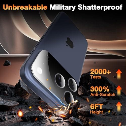YWXTW [0 Bubbles for iPhone 17 Pro Max Camera Protector, Full Coverage Tempered Glass Lens Screen Protector for iPhone 17 Pro Max Accessories, Case Friendly, HD Clear, 3 Pack (Black) - Thumbnail 3