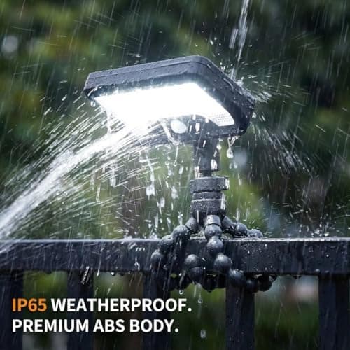 CVchancin Solar Lights Outdoor, 92 LED Motion Sensor Security Light with Flexible Octopus Tripod & Heavy Duty Clip, 600LM Waterproof Solar Powered Lights for Fence, Gutter, Tree, Patio (2 Pack) - Thumbnail 3