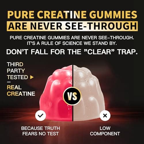 Creatine Monohydrate Gummies for Men & Women-5g of Creatine Monohydrate per Serving - Sugar Free,Vegan, Peach Flavor, 120 Count - Thumbnail 4