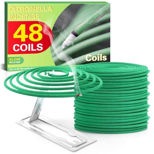 SCENTORINI Citronella Coils, 48 PCS Citronella Incense with Coil Holder, Suitable for Home Outdoor Use, Pool Side, Patio, Porches, Courtyards, Farms, Garden Planting Area - Thumbnail 6