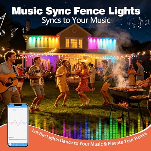 Implimage Outdoor Fence Lights, RGB+IC Smart Outdoor Lighting, 50FT LED Fence Lighting with App & Remote Control, IP67 Waterproof, Timer for Patio, Backyard, Wall - Thumbnail 5