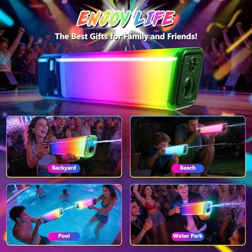 Electric Water Blaster, Powerful Water Gun with RGB Light Sound, Automatic Squirt Gun for Adults Kids, Rechargeable Battery, Up to 25 FT Range, Summer Outdoor Toys for Beach Pool Game - Thumbnail 4