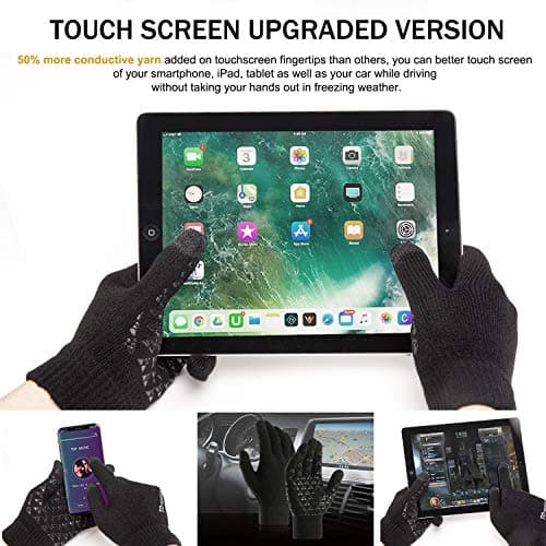TRENDOUX Black Touchscreen Gloves for Men, Unisex Adult XL Big Hand Warm Thin Stretchy Gloves for Driving Running Hiking Office Computer - Thumbnail 2