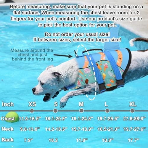 Fragralley Shark Fin Dog Life Jacket High Buoyancy, Adjustable Dog Life Vest with Quick Release Buckles & Rescue Handle for Swimming Boating, Small Medium Large Dogs - Thumbnail 2