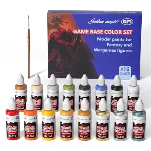 Miniature Paints Set - 16pcs 20ml Miniature Paints Set, with 1 Kolinsky Brush, Acrylic Model Paint Set for Fantasy and Wargame Figures - Image 1