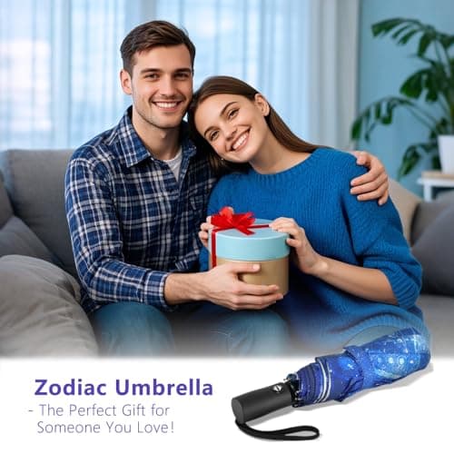 Natuquebrela Rain Umbrella Portable Windproof - Lightweight Compact Backpack Umbrellas Galaxy Astrology Gift Cute Large Auto Open Close Umbrella for Girls - Thumbnail 5