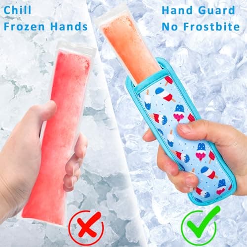 Amintiri Popsicle Holder for Kids, 6 Pieces Anti-Freezing Neoprene Sleeves, Cute Ice Pop Holder, Reusable Washable for Boys Girls - Thumbnail 4