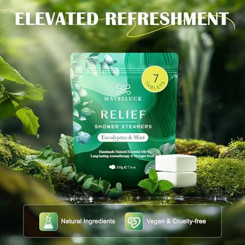 Maybeluck Eucalyptus Mint Shower Steamers 7 Pack - Eucalyptus for Shower, Self Care Mothers Day Gifts from Daughter, Relaxation Spa Gifts for Women & Men, Natural Essential Oil Bombs for Self Care - Thumbnail 5