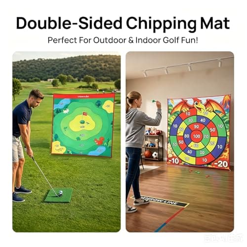 Golf Chipping Game Set for Indoor & Outdoor Play, Double-Sided Golf Target Mat with 2 Challenge Games, 4-Angle Adjustable Stand, Sticky Balls & Scoreboard for Family Fun, Parties & Golf Practice - Thumbnail 5