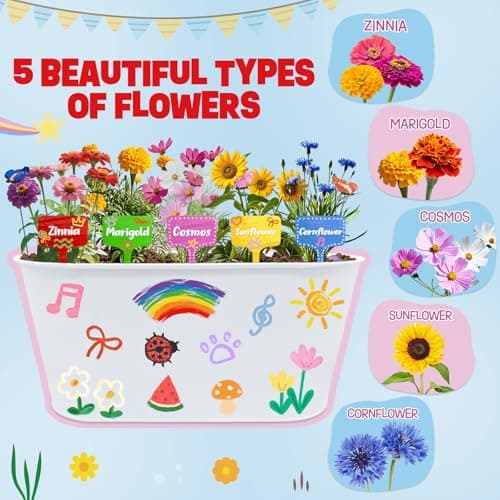 Paint & Plant Kids Gardening Set with 5 Flower Seeds, Arts and Crafts for Kids Ages 4-12, Science STEM Toys for Toddler Education, Birthday Gifts Ideas for Girls & Boys 4 5 6 7 8 9 10 11 12 Year Old - Thumbnail 3