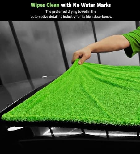YeewayVeh "Agile Giant Car Drying Towel, 28x36 Inch Quick Car Wash Drying Towels, 1400 GSM Super Absorbent, Double Sided Microfiber Towels for Cars Effortless & Scratch-Free Detailing, Green - Thumbnail 5