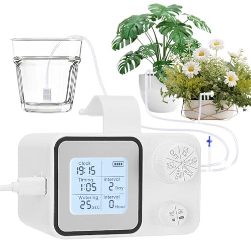 Automatic Plant Watering Devices with Programmable Water Timer and LED Display,Automatic Drip Irrigation Kit System for 15 Potted Plants Outdoor Indoor Garden Balcony Vacation - Image 1