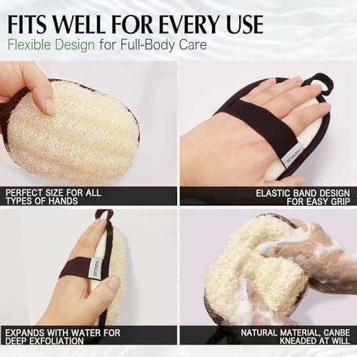 YIQINGJIE Natural Shower Loofah Sponge Exfoliating Body Scrubber，Natural Organic Beauty Exfoliating Loofah for Men and Women, Suitable for Cleansing Face Scrubber and Body Bath,Large Black(2 Pack) - Thumbnail 6