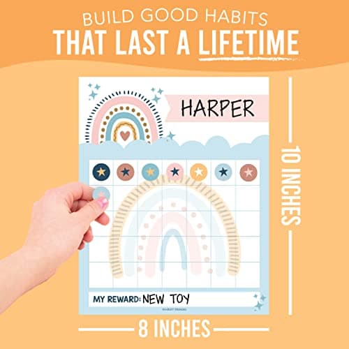 Hadley Designs Sticker Chart for Kids Behavior at Home - Sticker Reward Chart for Kids, Star Charts for Toddler, Star Charts for Good Behavior, Boho School Reward Stickers for Classroom Incentives - Thumbnail 5