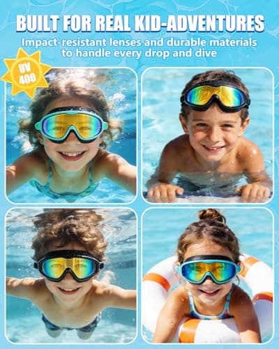 Aegend Swim Goggles for Kids Youth 3-14 – 2 Pack Wide Frame Anti-Fog Anti-UV Clear Vision Swimming Goggles for Beginners, Swimmers – Ideal for Pool, Beach, Swim Lessons, Summer Vacation - Thumbnail 5