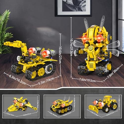 Yerloa Robot Building Kit STEM Gifts for Boy Ages 8-13 with App & Remote Control, 5 in1 Building Set Coding Robotic Toys for Kid Aged 6 7 8 9 10 11 12 Years Old Boy Girl Easter Birthday Gifts (673pcs) - Thumbnail 2