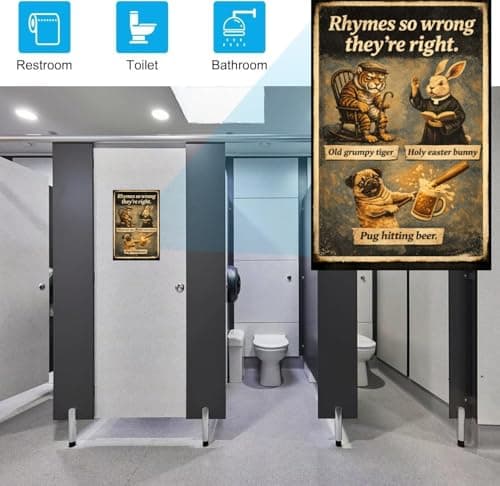 Rhymes So Wrong They're Right Metal Tin Sign, 8x12 Inch Vintage Retro Art, Funny Animal Quote Sign, Old Grumpy Tiger, Holy Easter Bunny, Pug Hitting Beer, Pre-drilled for Easy Hanging - Thumbnail 4