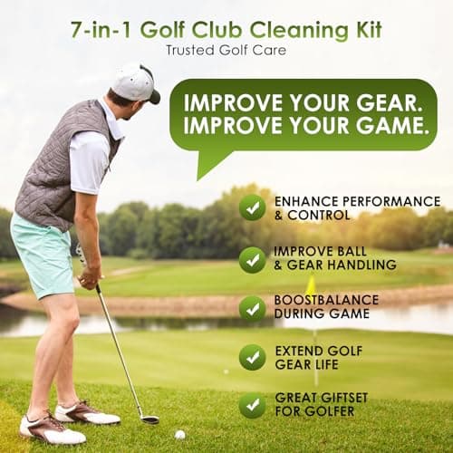 7-in-1 Golf Club Cleaning Kit - Club Cleaner, Grip Cleaner, Polish, Water-Spray Brush, Groove Cleaner, Magnetic Towel & Portable Bag | Restores Clubs, Removes Rust/Scratches, Renews Tackiness - Thumbnail 2